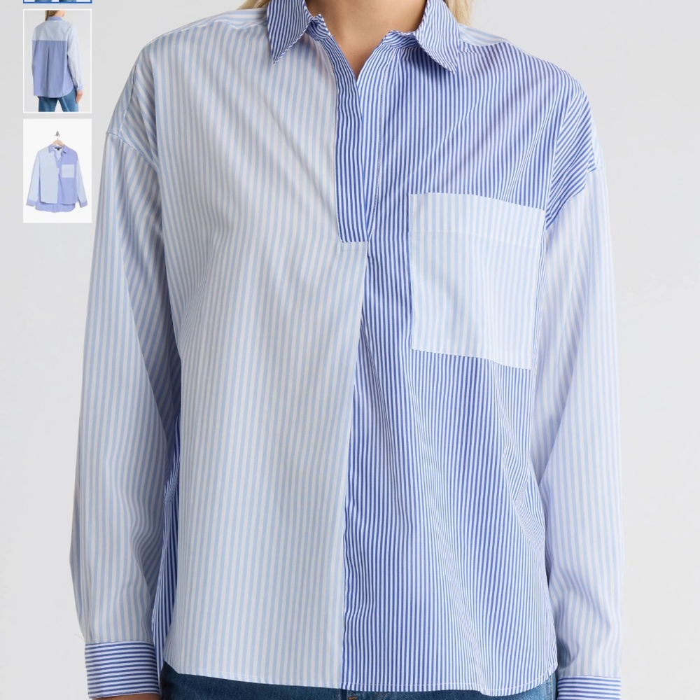 FRENCH CONNECTION BOYFRIEND HIGH LOW LINEN SHIRT